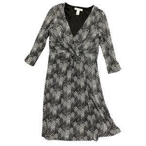 White House Black Market Black and White‎ Herringbone Dress, Size S